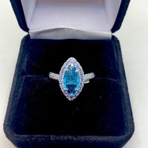 Aqua blue & London blue topaz size 6 ring
